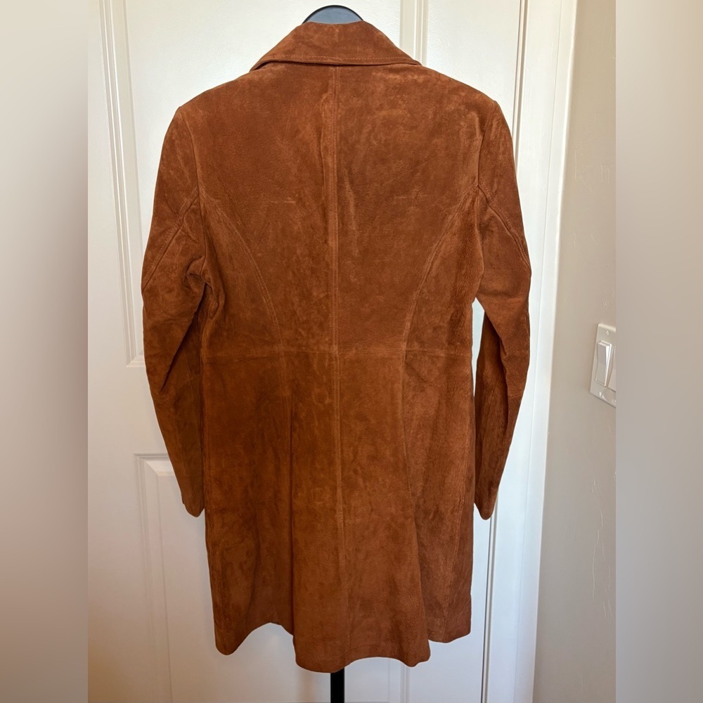 Chadwicks of Boston Vintage Suede Longline Coat - Size 2P - 100% Leather - Picture 2 of 5